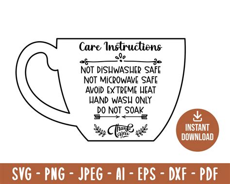 Cup Care Card Instructions Digital Prints Coffee Cup Care Etsy
