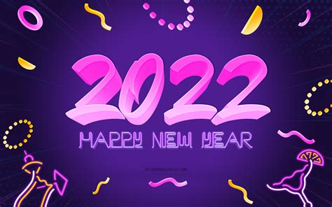 Download Wallpapers Happy New Year 2022 Purple 2022 Background 2022