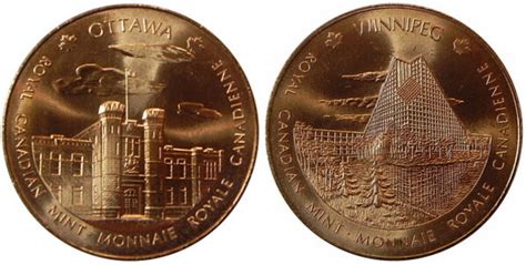 Royal Canadian Mint Medal Ottawa And Winnipeg Mints Copper Canada