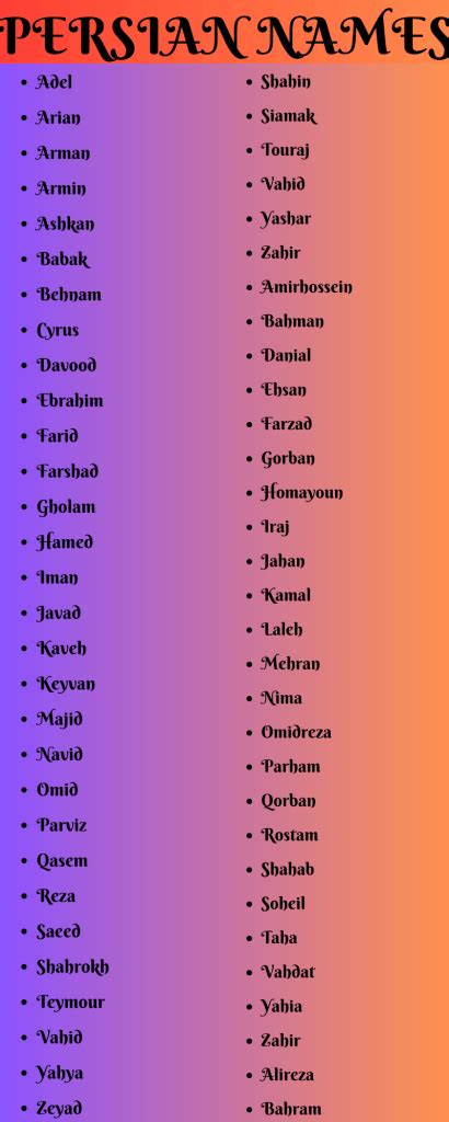700 Persian Names For The Persian Heritage