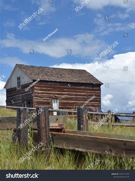 Old Log Homestead 1800s Sits Meadow Stock Photo 1570177255 Shutterstock