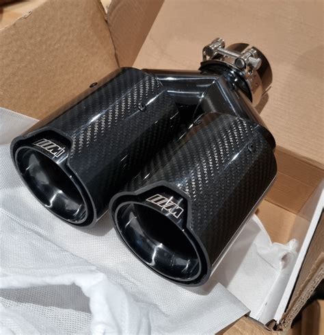 Black Mperformance Style Exhaust Tips Dual Tip With Carbon Fibre