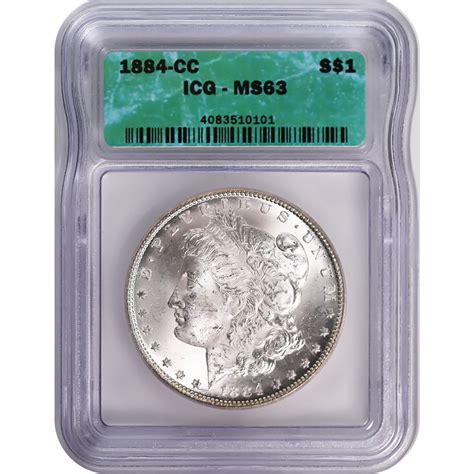 Certified Morgan Silver Dollar 1884 Cc Ms63 Icg Golden Eagle Coins