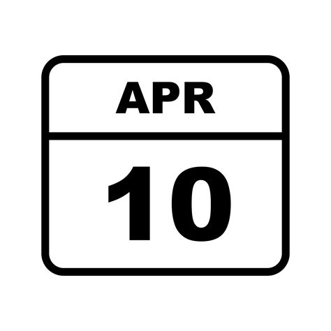 April 10th Date On A Single Day Calendar 486494 Vector Art At Vecteezy