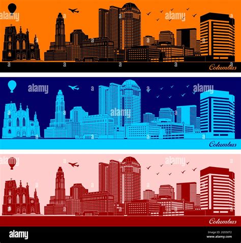 Vector City Skyline Silhouette Illustration Town In Orange
