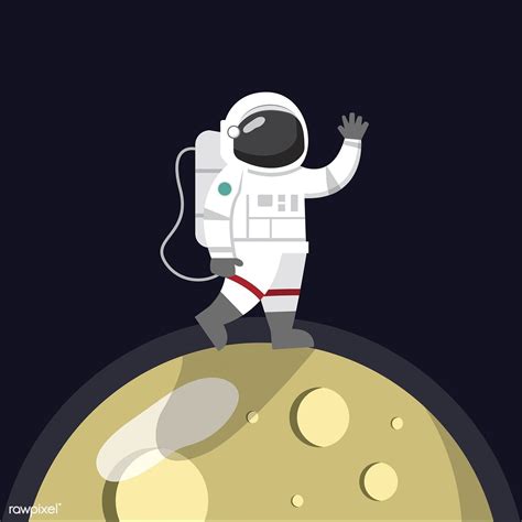 Astronaut On The Moon Vector Free Image By Astronaut Illustration Moon Vector