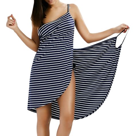 canis women striped swimwear scarf beach cover up wrap sarong sling skirt maxi dress walmart