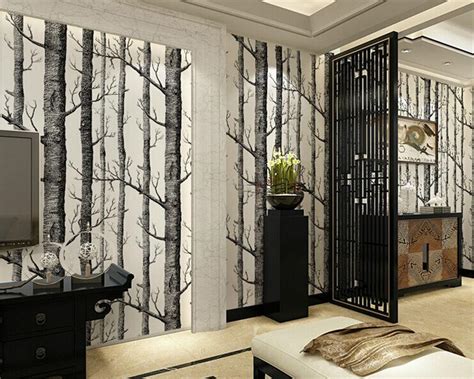 Beibehang Abstract Black And White Branches Non Woven Wallpaper Tree