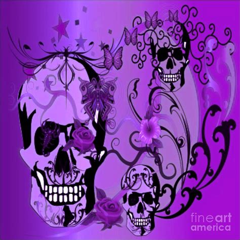 Purple Skulls By M And L Creations Violet Artwork Skull Wallpaper