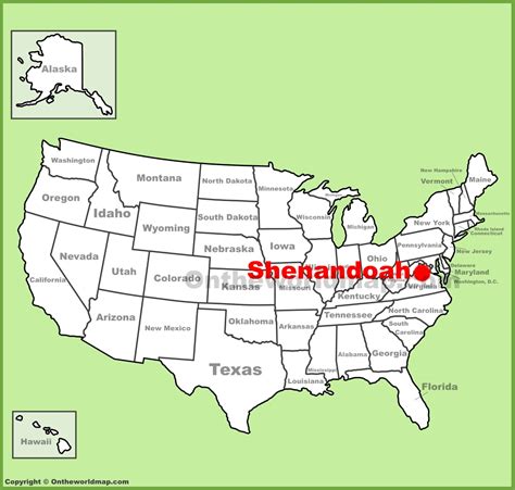 Shenandoah National Park Location On The Us Map