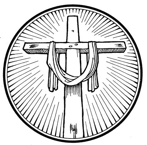 The Crucifix Is Depicted In This Black And White Drawing