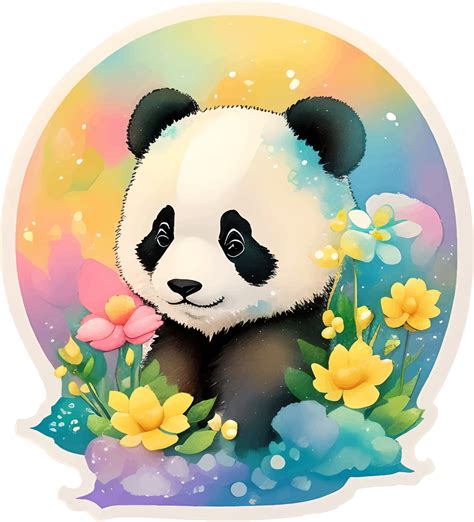 Adorable Panda Sticker Illustration With Ai Generative 24558414 Png