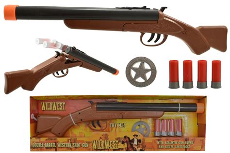 Pretend Play New Kids Western Double Barrel Shotgun 4 Shotgun Shells