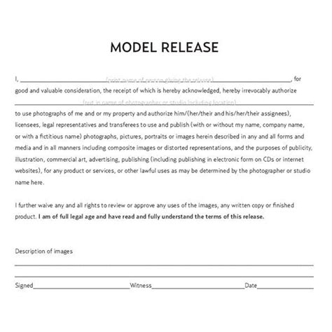 Model Release Forms Images Model Release Form Template Resume Samples