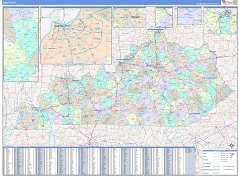 Kentucky Wall Map Color Cast Style By Marketmaps Mapsales