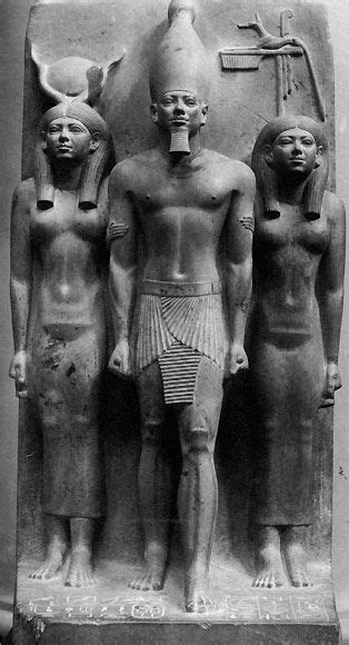 Trinity Of King Menkaure Mycerinus With Left Goddess Hathor And Right Goddess Of The Nome