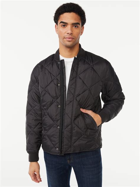 Free Assembly Mens Diamond Quilted Bomber Jacket