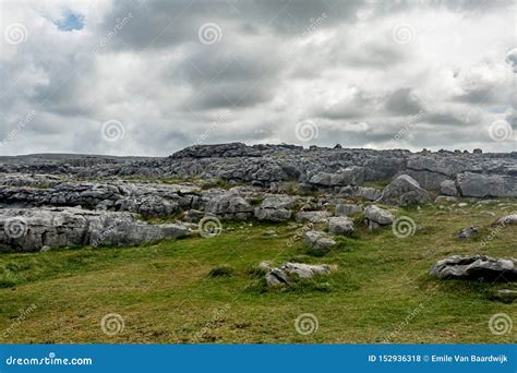 Beautiful Limestone Landscape In Caher Valley And Black Head Stock