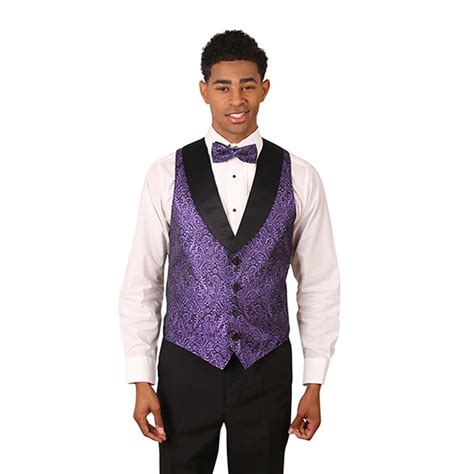 Mens Purple Metallic Tuxedo Vest With Black Lapel Tuxedo Vest Vest