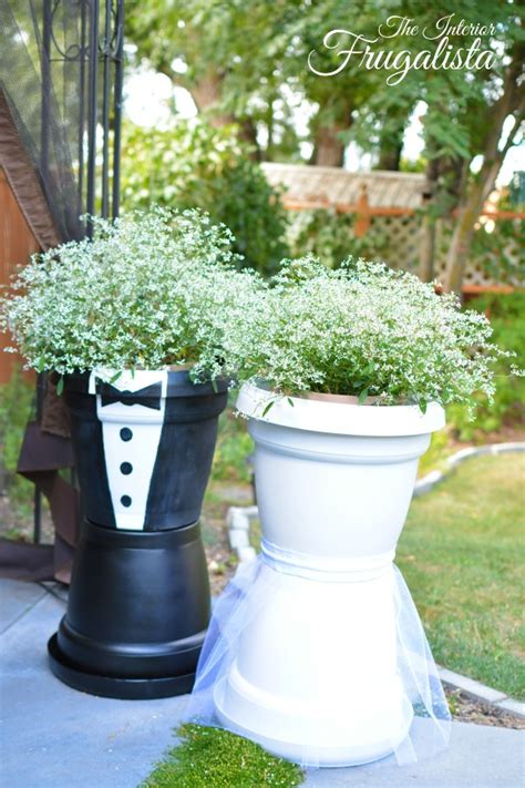 Diy Rustic Centerpiece Table Risers And Bridal Couple Flower Pots