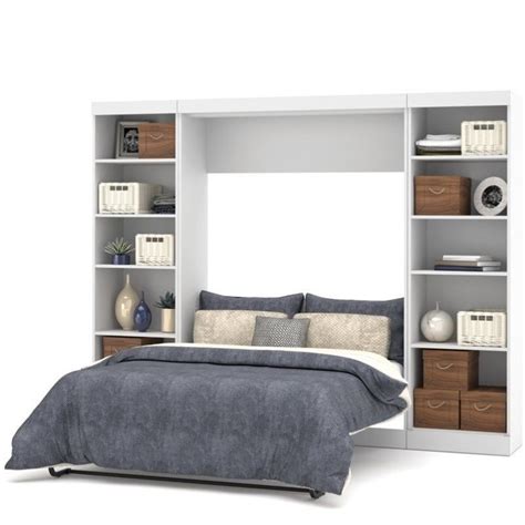 Bestar Pur Full Wall Bed With 2 Piece Storage Unit In White Cymax