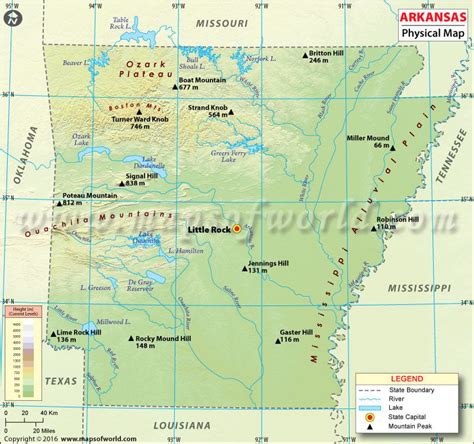 Physical Map Of Arkansas Arkansas Physical Map