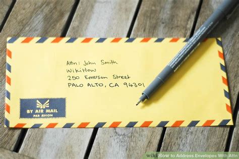 Here's an example of an address on an envelope, explaining how to use attn: How to Address Envelopes With Attn: 5 Steps (with Pictures)