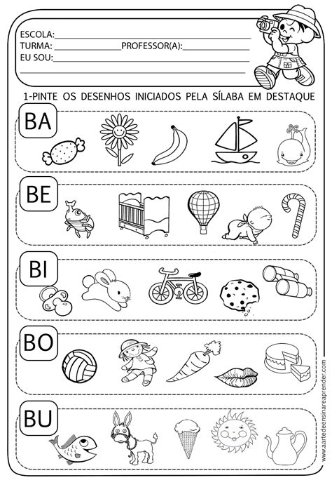 Atividade pronta Família silábica do B Atividades de alfabetização Familia silabica do b