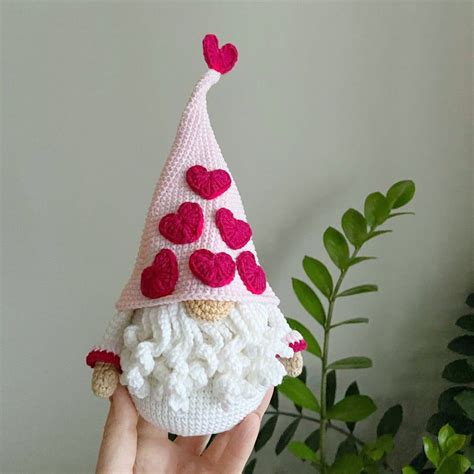 valentine gnome pdf pattern crochet pattern amigurumi doll valentines day t in 2021