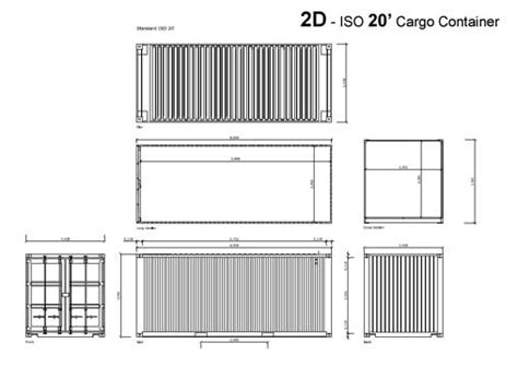Iso Shipping Container 2d Drawings And 3d Models Residential Shipping
