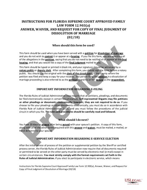 Answer And Waiver Divorce Florida Form Us Legal Forms