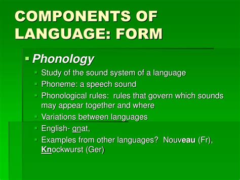 Ppt Components Of Language Review Powerpoint Presentation Free