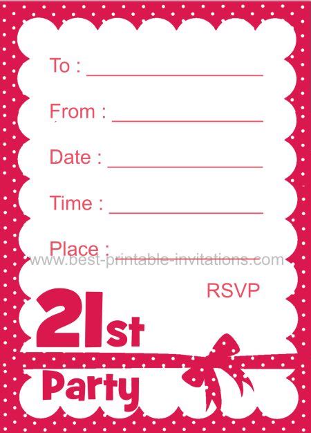 21st Birthday Invitation Templates Free Printable Printable Templates