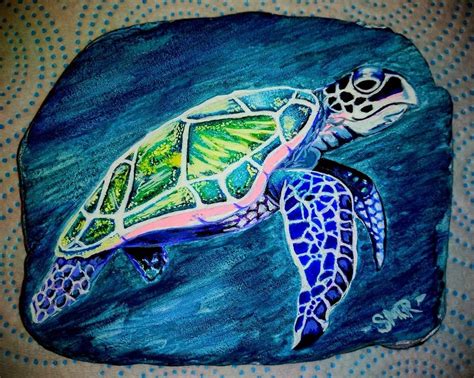 A Drawing Of A Turtle On A Rock