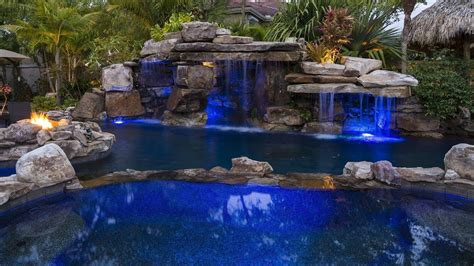 Lucas Lagoons Siesta Key Rock Waterfall Pool With Grotto Spa And