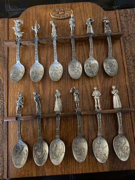 franklin mint grimm s fairy tales pewter spoon collection w certificate of auth 4568865428
