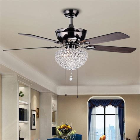 The fan is operated by a pull chain, but you can buy a remote control. Modern Crystal Ceiling Fan Light Chandelier Combo Lighting ...