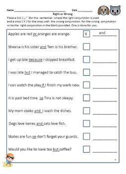 Help your child with his grammar skills with this printable worksheet that focuses on using end punctuation. Conjunctions - Worksheets for Grade 2 & 3 by Rituparna ...