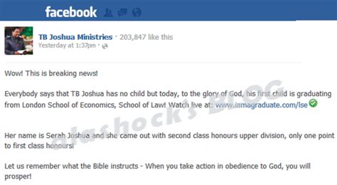 Joshua is on the altar with a prophetic message for nigeria. E.E.R: Prophet T. B. Joshua Revealed His Daughter, Serah ...