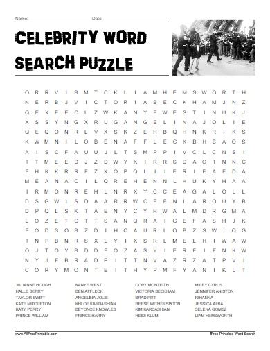 Printable Celebrity Picture Quiz Printable Word Searches Gambaran