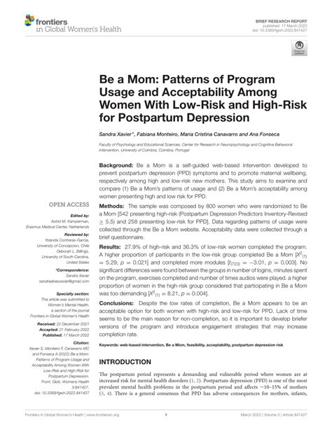 Pdf Be A Mom Patterns Of Program Usage And Acceptability Among Women
