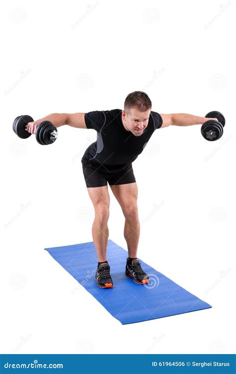 Standing Bent Over Dumbbell Reverse Fly Workout Stock Photo Image Of