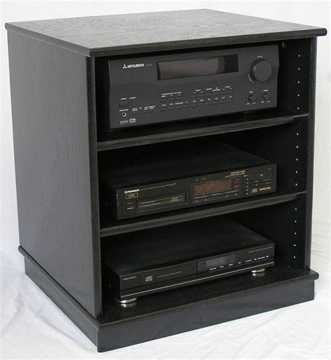 Living room with home cinema equipment. Small black oak entertainment center stereo cabinet 27 ...
