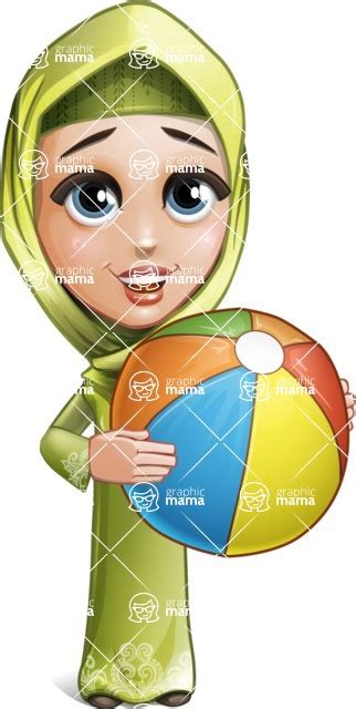 Cute Arab Girl Cartoon Vector Character Beach Ball Graphicmama
