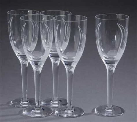 5 Pcs Lalique Crystal Angel Wine Glasses 8 H