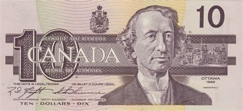 Canada 10 Dollars Banknote 1989 Sir John A Macdonaldworld Banknotes