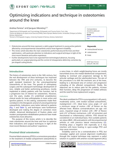 Pdf Optimizing Indications And Technique In Osteotomies Around The Knee