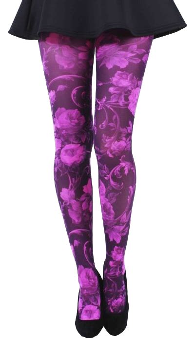 Black And Pink Floral Patterned Tights For All Women Malka Chic