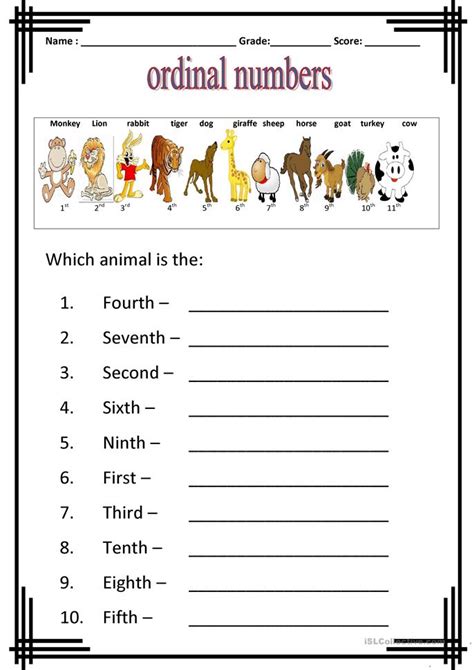In other words, it shows the place taken by an ordinal numbers worksheet. Ordinal Numbers 1-100 worksheet - Free ESL printable ...