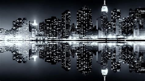 New York Usa United States Reflection Lights Skyline Buildings